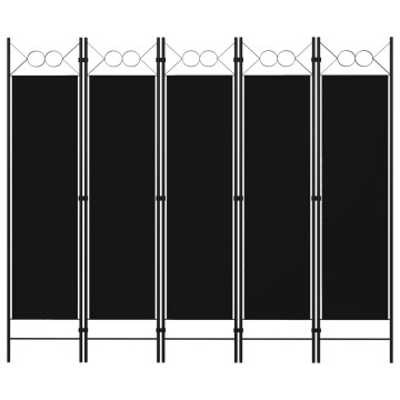 Fekete 5 paneles paraván 200 x 180 cm - utánvéttel vagy ingyenes szállítással