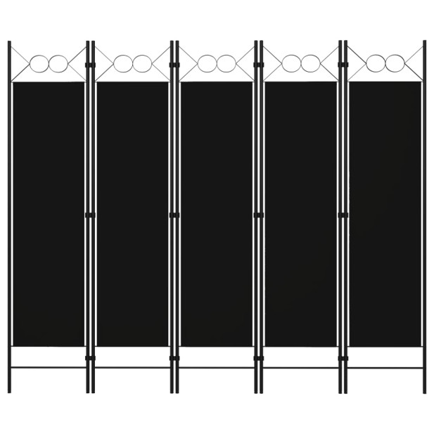 Fekete 5 paneles paraván 200 x 180 cm - utánvéttel vagy ingyenes szállítással