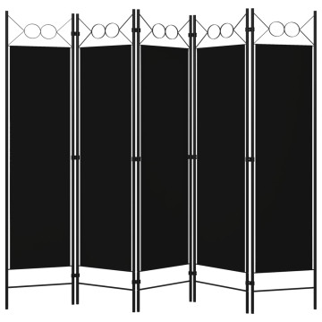 Fekete 5 paneles paraván 200 x 180 cm - utánvéttel vagy ingyenes szállítással