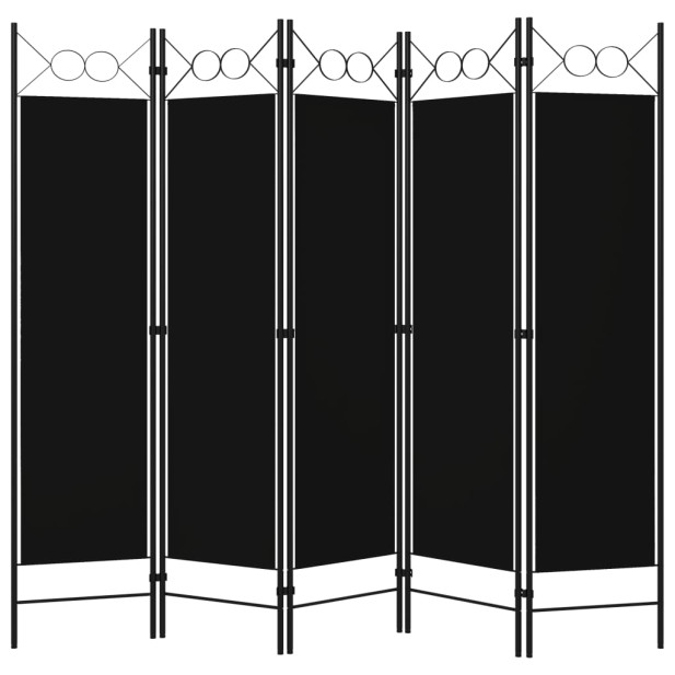 Fekete 5 paneles paraván 200 x 180 cm - utánvéttel vagy ingyenes szállítással