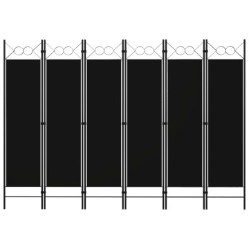 Fekete 6 paneles paraván 240 x 180 cm - utánvéttel vagy ingyenes szállítással