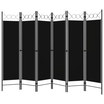 Fekete 6 paneles paraván 240 x 180 cm - utánvéttel vagy ingyenes szállítással