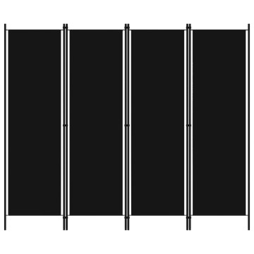 Fekete 4 paneles paraván 200 x 180 cm - utánvéttel vagy ingyenes szállítással