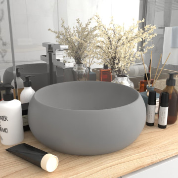 Kerek matt világosszürke kerámia luxus mosdókagyló 40 x 15 cm - utánvéttel vagy ingyenes szállítással
