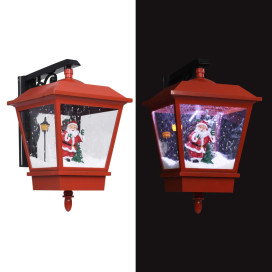 Piros karácsonyi fali lámpa LED-ekkel és Mikulással 40x27x45 cm - utánvéttel vagy ingyenes szállítással