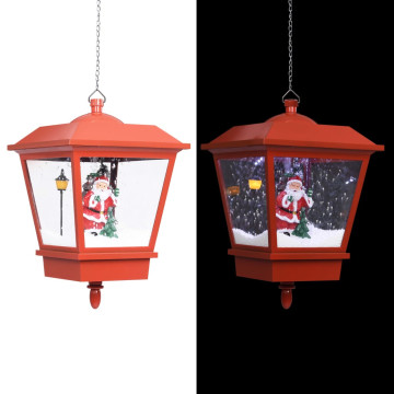 Piros karácsonyi függőlámpa LED-ekkel és Mikulással 27x27x45 cm - utánvéttel vagy ingyenes szállítással
