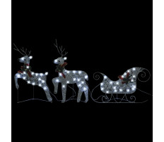 Ezüst rénszarvas & szán kültéri karácsonyi dekoráció 60 LED-del - utánvéttel vagy ingyenes szállítással