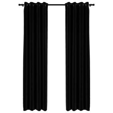 2 db fekete,  vászonhatású sötétítőfüggöny fűzőkarikával 140 x 245 cm - utánvéttel vagy ingyenes szállítással