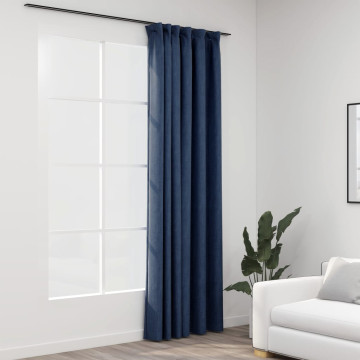 2 db kék vászonhatású sötétítőfüggöny kampókkal 290 x 245 cm - utánvéttel vagy ingyenes szállítással