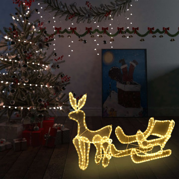 Karácsonyi rénszarvas és szán hálós díszvilágítás 216 LED-del - utánvéttel vagy ingyenes szállítással