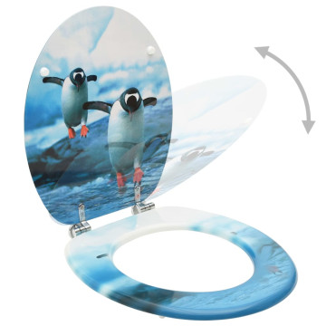 2 db pingvinmintás MDF WC-ülőke fedéllel - utánvéttel vagy ingyenes szállítással