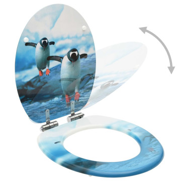 2 db pingvinmintás MDF WC-ülőke finoman záródó fedéllel - utánvéttel vagy ingyenes szállítással