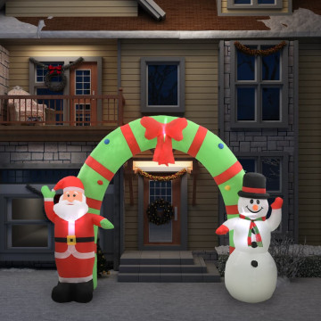 Felfújható karácsonyi Mikulás és hóember boltív LED-del 280 cm - utánvéttel vagy ingyenes szállítással