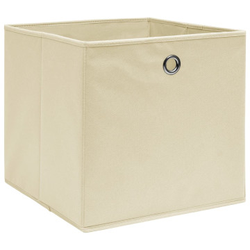 10 db krémszínű szövet tárolódoboz 32 x 32 x 32 cm - utánvéttel vagy ingyenes szállítással