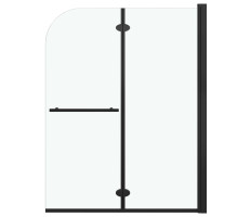 2 paneles fekete ESG zuhanykabin összecsukható ajtóval 95x140cm - utánvéttel vagy ingyenes szállítással