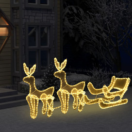 Karácsonyi 2 rénszarvas és szán hálós díszvilágítás 216 LED-del - utánvéttel vagy ingyenes szállítással