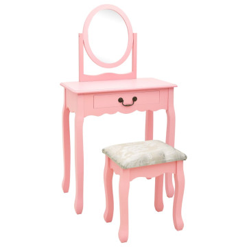 Rózsaszín császárfa MDF fésülködőasztal ülőkével 65x36x128 cm - utánvéttel vagy ingyenes szállítással