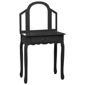 Fekete császárfa MDF fésülködőasztal ülőkével 65x36x128 cm - utánvéttel vagy ingyenes szállítással