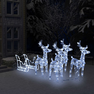 Akril rénszarvasok és szán karácsonyi dekoráció 400 LED-del - utánvéttel vagy ingyenes szállítással