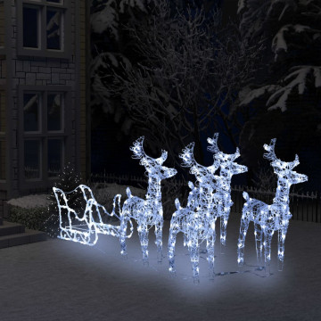 Akril rénszarvasok és szán karácsonyi dekoráció 400 LED-del - utánvéttel vagy ingyenes szállítással