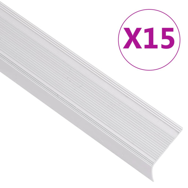 15 db ezüstszínű L-alakú alumínium lépcsőélvédő 90 cm - utánvéttel vagy ingyenes szállítással