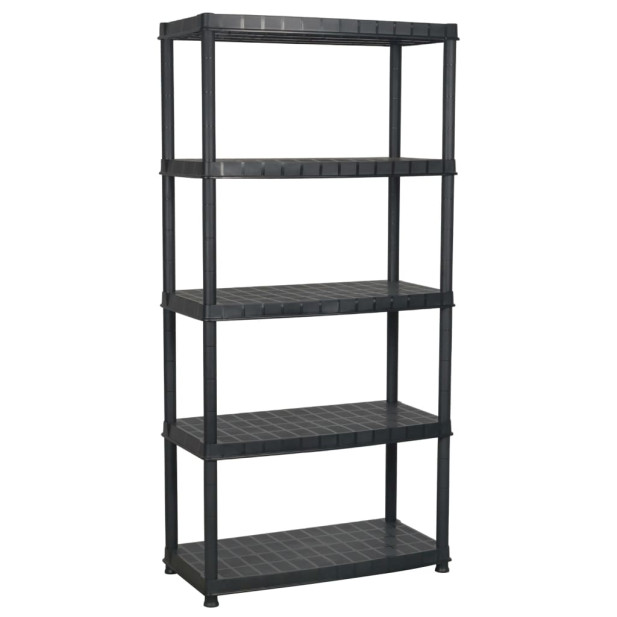 Fekete műanyag 5 szintes tárolópolc 91,5 x 45,7 x 185 cm - utánvéttel vagy ingyenes szállítással