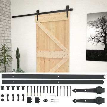 Tömör fenyőfa tolóajtó fémszerelék szettel 80 x 210 cm - utánvéttel vagy ingyenes szállítással