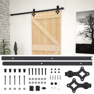 Tömör fenyőfa tolóajtó fémszerelék szettel 80 x 210 cm - utánvéttel vagy ingyenes szállítással