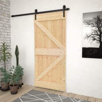 Tömör fenyőfa tolóajtó fémszerelék szettel 80 x 210 cm - utánvéttel vagy ingyenes szállítással