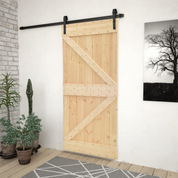 Tömör fenyőfa tolóajtó fémszerelék szettel 100 x 210 cm - utánvéttel vagy ingyenes szállítással
