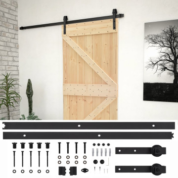 Tömör fenyőfa tolóajtó fémszerelék szettel 100 x 210 cm - utánvéttel vagy ingyenes szállítással