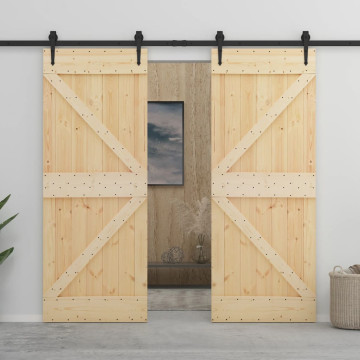Tömör fenyőfa tolóajtó fémszerelék szettel 80 x 210 cm - utánvéttel vagy ingyenes szállítással