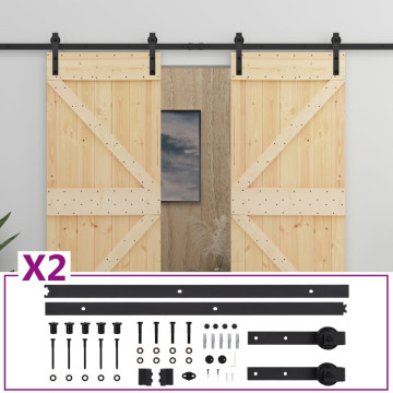 Tömör fenyőfa tolóajtó fémszerelék szettel 80 x 210 cm - utánvéttel vagy ingyenes szállítással