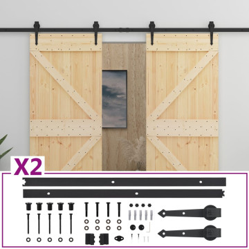 Tömör fenyőfa tolóajtó fémszerelék szettel 100 x 210 cm - utánvéttel vagy ingyenes szállítással