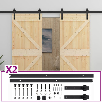 Tömör fenyőfa tolóajtó fémszerelék szettel 100 x 210 cm - utánvéttel vagy ingyenes szállítással