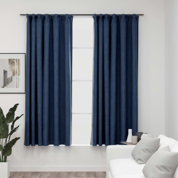 2 db kék vászonhatású sötétítőfüggöny kampókkal 140 x 175 cm - utánvéttel vagy ingyenes szállítással