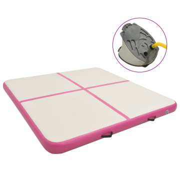 Rózsaszín PVC felfújható tornamatrac pumpával 200 x 200 x 20 cm - utánvéttel vagy ingyenes szállítással