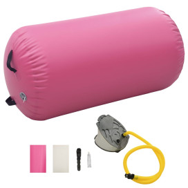 Rózsaszín PVC felfújható tornahenger pumpával 100 x 60 cm - utánvéttel vagy ingyenes szállítással