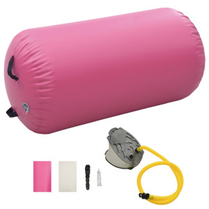 Rózsaszín PVC felfújható tornahenger pumpával 100 x 60 cm - utánvéttel vagy ingyenes szállítással