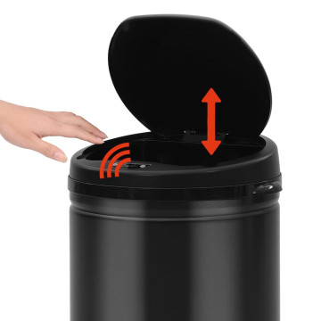 Fekete automata érzékelős szénacél szemeteskuka 30 L - utánvéttel vagy ingyenes szállítással