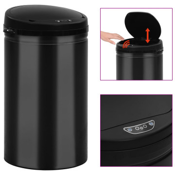Fekete automata érzékelős szénacél szemeteskuka 40 L - utánvéttel vagy ingyenes szállítással