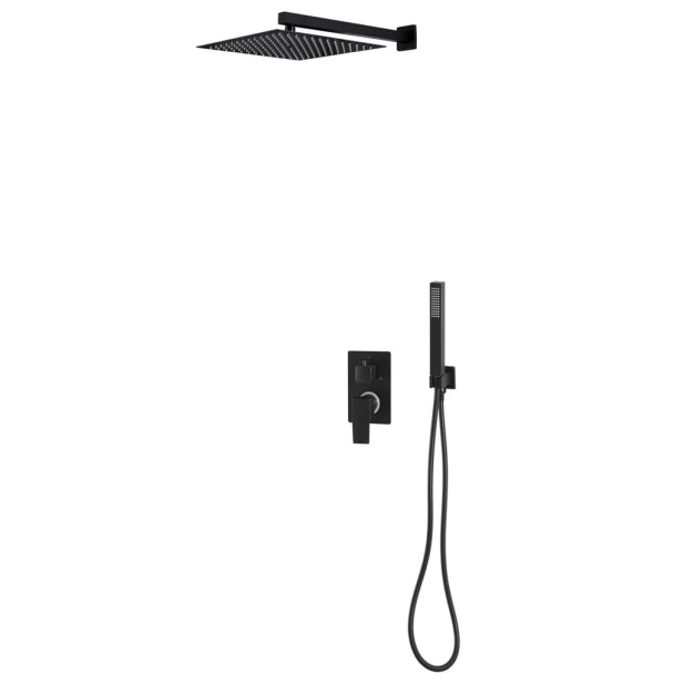 Fekete négyszögletes rozsdamentes acél zuhanyzórendszer - utánvéttel vagy ingyenes szállítással