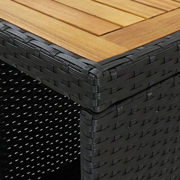 Fekete polyrattan bárasztal tárolópolccal 120 x 60 x 110 cm - utánvéttel vagy ingyenes szállítással