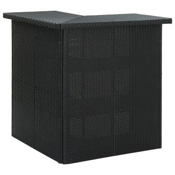 Fekete polyrattan sarok bárasztal 100 x 50 x 105 cm - utánvéttel vagy ingyenes szállítással