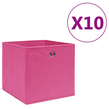 10 db rózsaszín nem szőtt szövet tárolódoboz 28 x 28 x 28 cm - utánvéttel vagy ingyenes szállítással