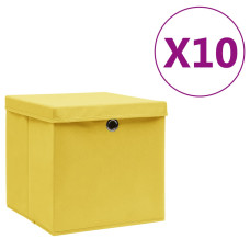 10 db sárga fedeles tárolódoboz 28 x 28 x 28 cm - utánvéttel vagy ingyenes szállítással