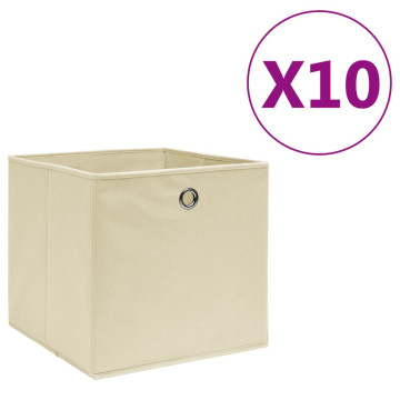 10 db krémszínű nem szőtt szövet tárolódoboz 28 x 28 x 28 cm - utánvéttel vagy ingyenes szállítással