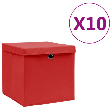 10 db piros fedeles tárolódoboz 28 x 28 x 28 cm - utánvéttel vagy ingyenes szállítással