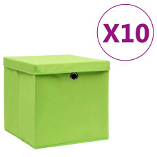 10 db zöld fedeles tárolódoboz 28 x 28 x 28 cm - utánvéttel vagy ingyenes szállítással