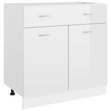 Magasfényű fehér forgácslap konyhaszekrény 80 x 46 x 81,5 cm - utánvéttel vagy ingyenes szállítással